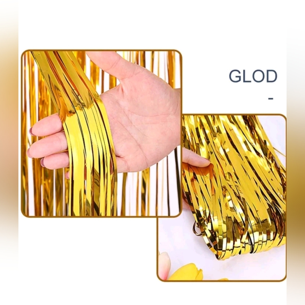 Foil Fringe Curtain Gold